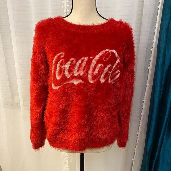 Coca Cola Sweaters - Coca-Cola vintage teddy bear red sweater, M